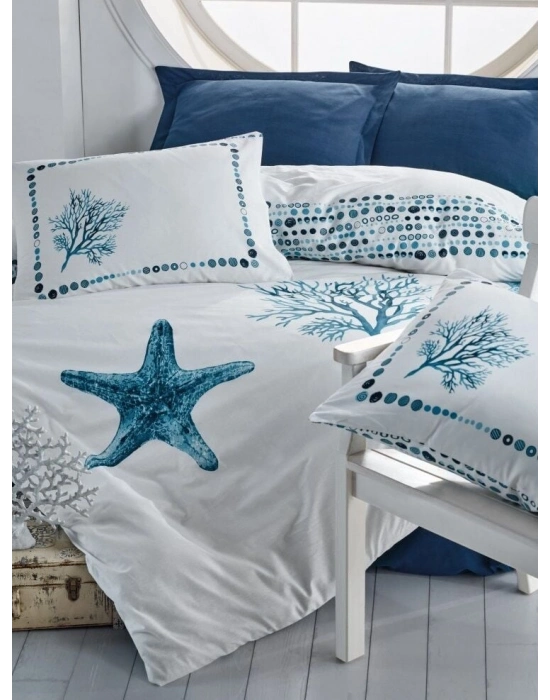 Cotton Box Maritime Ranforce Nevresim Takımı Tek Kişilik Star Lacivert