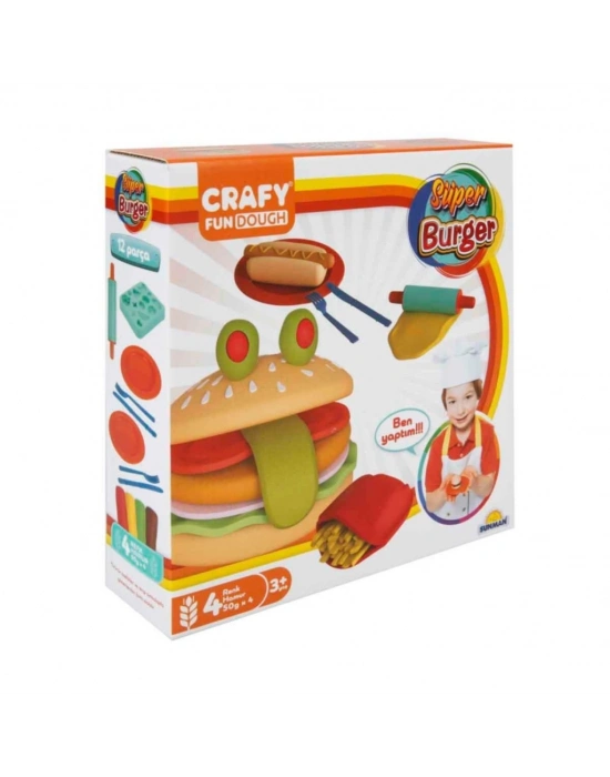 Crafy Süper Burger Oyun Hamuru Seti 200 gr. 12 Parça