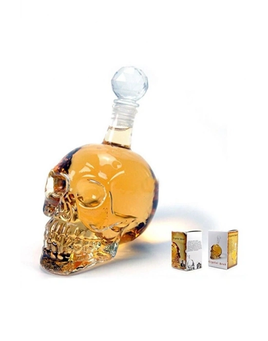 ® Crystal Head Kuru Kafa Cam Şişe  Hediyelik Sürahi (350 ML)