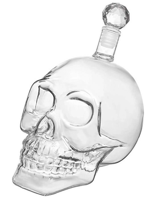 ® Crystal Head Kuru Kafa Cam Şişe Viski Likör Hediyelik Sürahi (1000 ML)