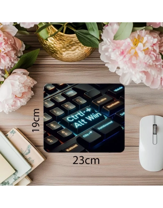 Ctrl Alt Win Neon Klavye Üzeri Mousepad - 19x23 cm 2 mm Dikdörtgen İthal Baskılı Mouse Pad