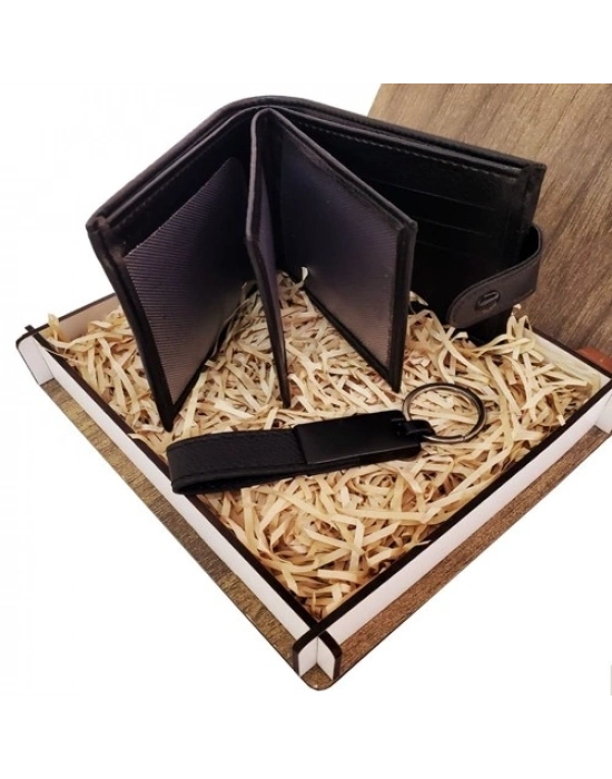 Cüzdan Anahtarlık Ahşap Kutulu Set