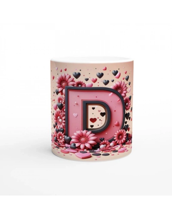 D Harfi Şık Tasarımlı Harfli Kupa Bardak