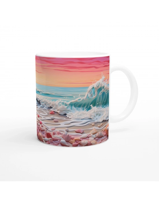 Dalga Kıyısındaki Renkli Kabuklar Kupa Bardak