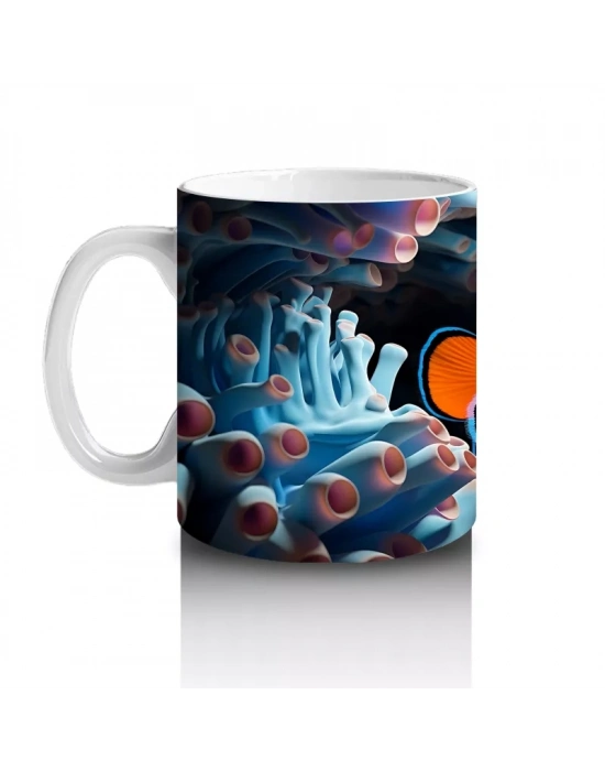 Dalgalar İçinde Neşeli Palyaço Balığı – Baskılı Kahve Kupası