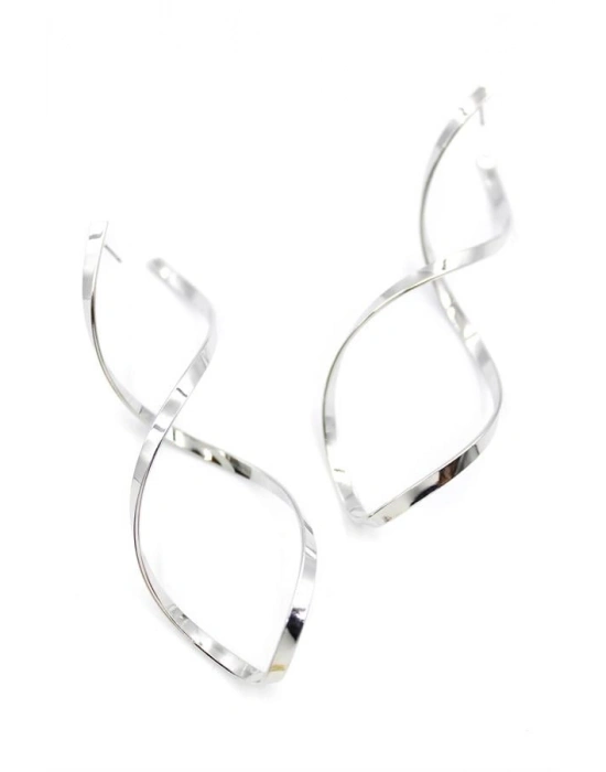 Dalgalı Küpe - Gümüş