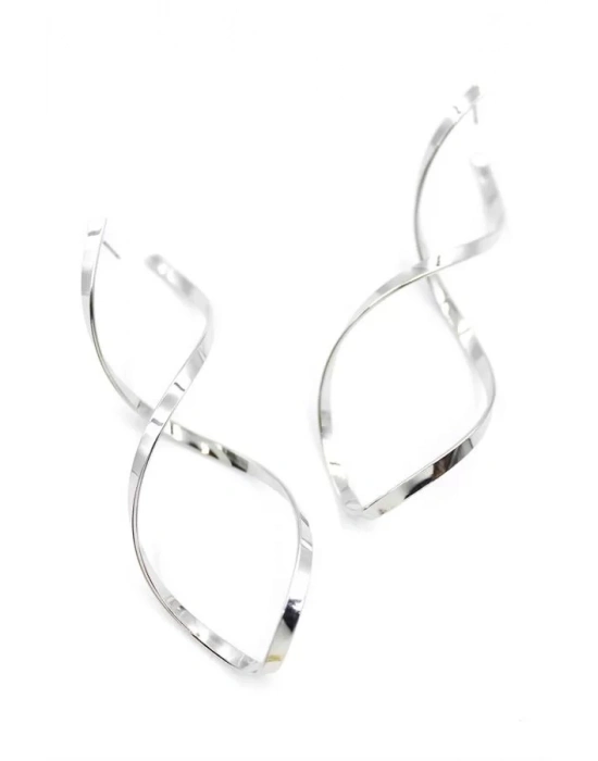 Dalgalı Küpe - Gümüş