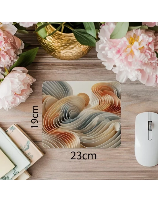 Dalgasal Geometrik Yapı ile Minimal Mousepad - 19x23 cm 2 mm Dikdörtgen İthal Baskılı Mouse Pad