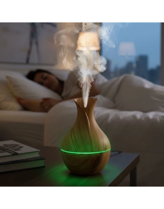® Damla Model Akasya Renk Hava Nemlendirici – Ultrasonik Soğuk Buhar Makinesi, LED Işıklı Masaüstü Oda Nemlendirici