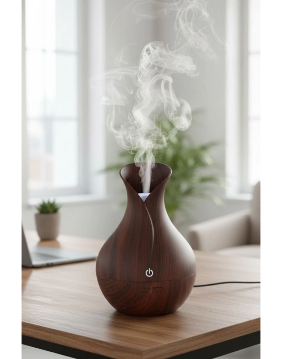 ® Damla Model Akasya Renk Hava Nemlendirici – Ultrasonik Soğuk Buhar Makinesi, LED Işıklı Masaüstü Oda Nemlendirici