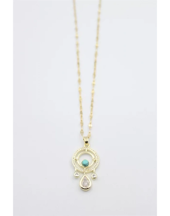 Damla Taşlı Kolye - Altın