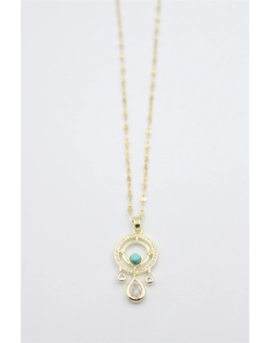 Damla Taşlı Kolye - Altın