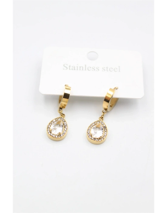 Damla Taşlı Küpe - Altın