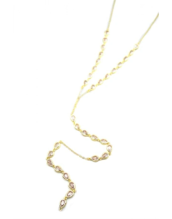 Damla Taşlı Y Kolye - Altın