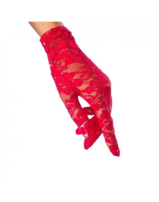 Dantelli Kırmızı Gece Eldiveni