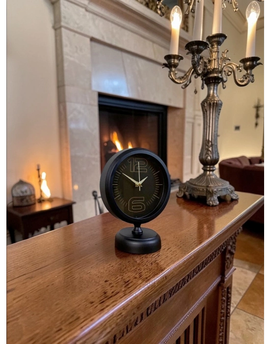 Dark Elegance 25 x 20 Cm Metal Siyah Masa Saati