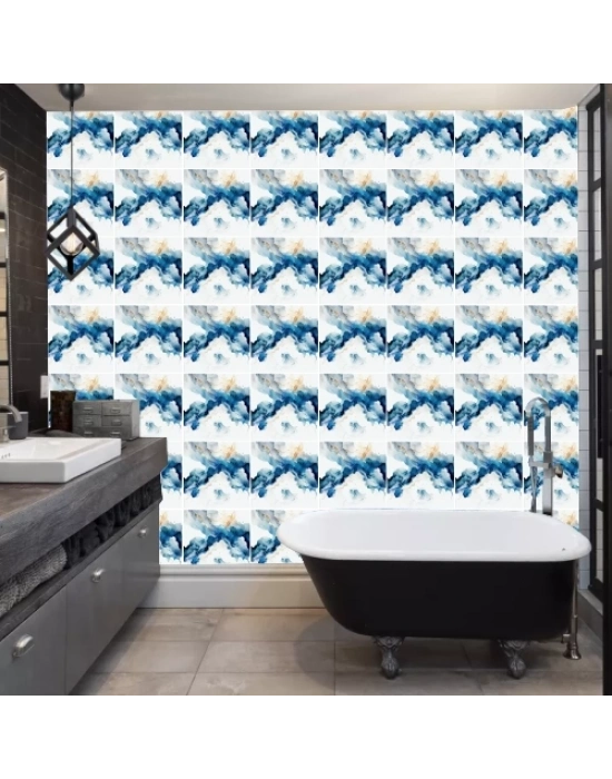 Decohandy 30x30 Cm Pvc Duvar Karosu 4lü Paket - Mavi Desen