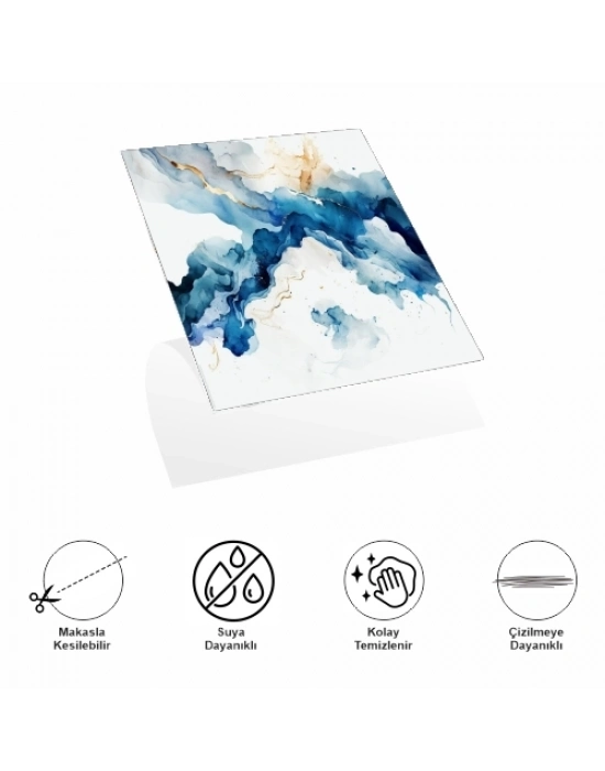 Decohandy 30x30 Cm Pvc Duvar Karosu 4lü Paket - Mavi Desen