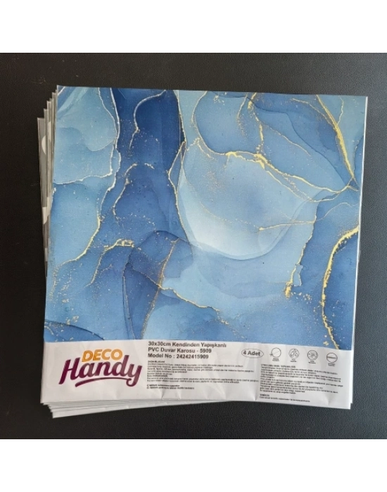 Decohandy 30x30 Cm Pvc Duvar Karosu 4Lü Paket - Okyanus Mermer
