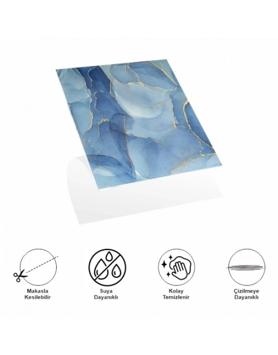 Decohandy 30x30 Cm Pvc Duvar Karosu 4Lü Paket - Okyanus Mermer