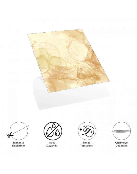 Decohandy 30x30 Cm Pvc Duvar Karosu 4Lü Paket - Sarı Mermer