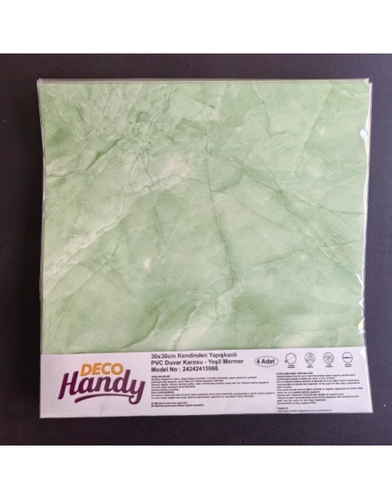 Decohandy 30x30 Cm Pvc Duvar Karosu 4Lü Paket - Yeşil Mermer