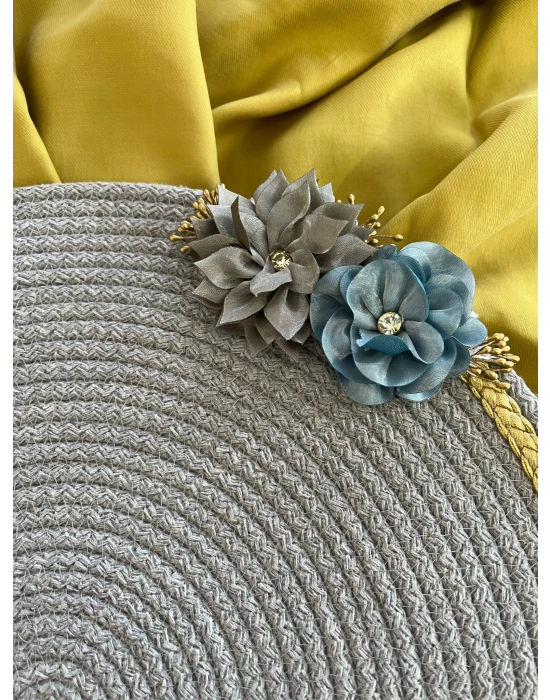 DecoHandy 39cm Çiçekli Jüt Örme Supla Amerikan Servis