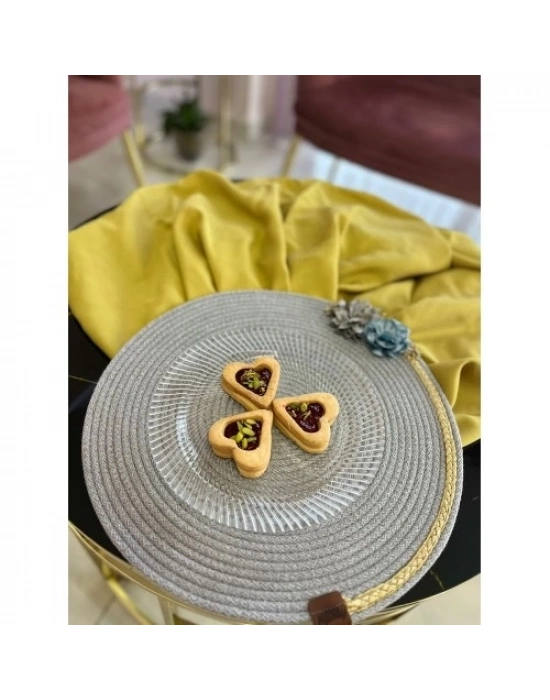 DecoHandy 39cm Çiçekli Jüt Örme Supla Amerikan Servis