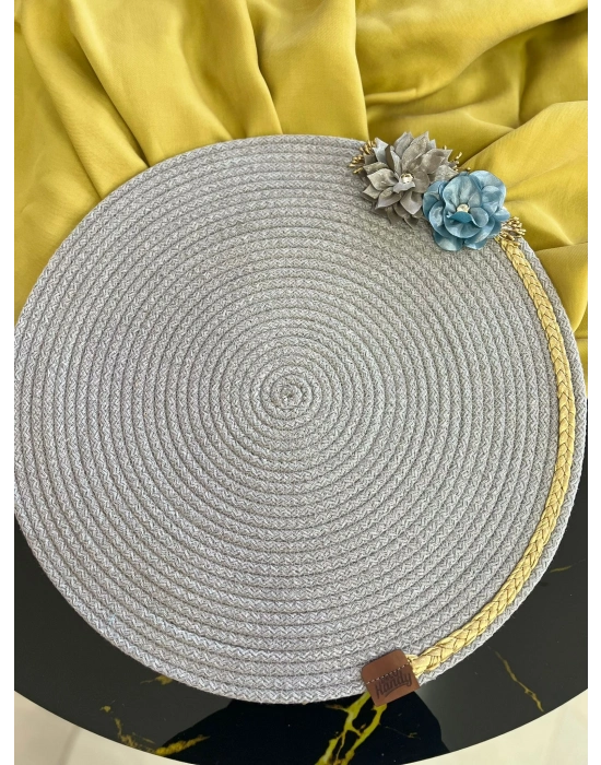 DecoHandy 39cm Çiçekli Jüt Örme Supla Amerikan Servis