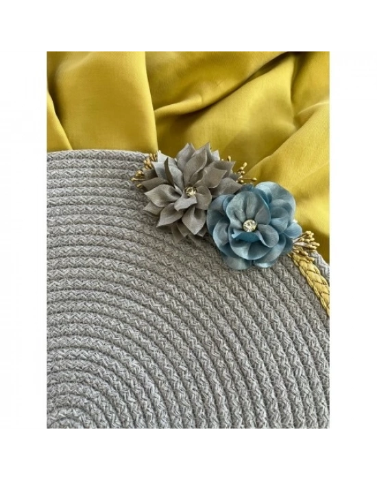 DecoHandy 39cm Çiçekli Jüt Örme Supla Amerikan Servis