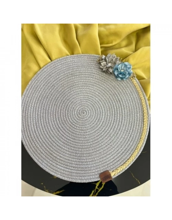 DecoHandy 39cm Çiçekli Jüt Örme Supla Amerikan Servis