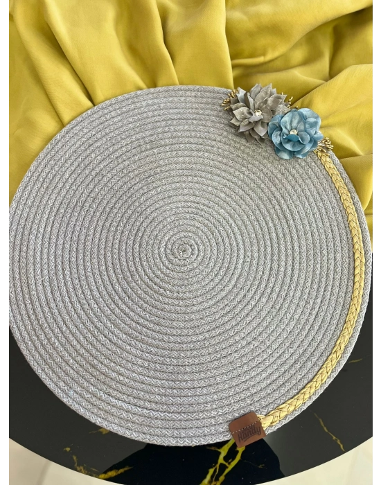 DecoHandy 39cm Çiçekli Jüt Örme Supla Amerikan Servis