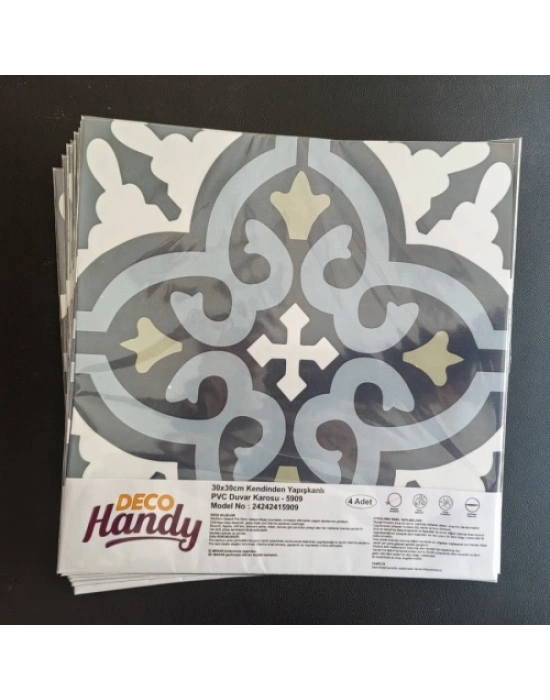 DecoHandy  Pvc Duvar Karosu 30x30cm 4lü Paket - Çini Desen  0,36m2