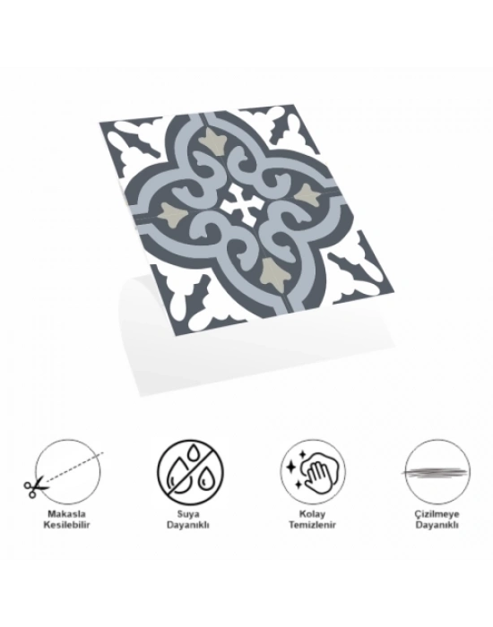 DecoHandy  Pvc Duvar Karosu 30x30cm 4lü Paket - Çini Desen  0,36m2