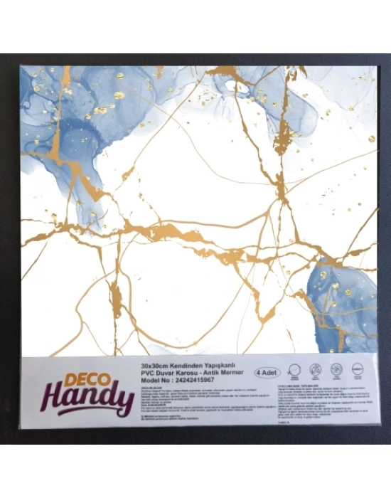 DecoHandy Pvc Yapışkanlı Yer Karosu 30x30cm 4Lü Paket - Blue Edition 0,36m2