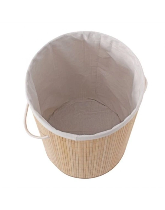 DecoHandy Yuvarlak Bambu Kirli Sepeti