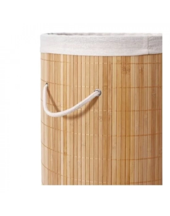DecoHandy Yuvarlak Bambu Kirli Sepeti
