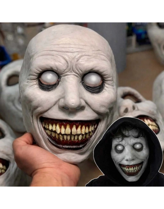 Dehşet Gülüşlü Donuk Göz Efektli Korku Maskesi 22x18 Cm