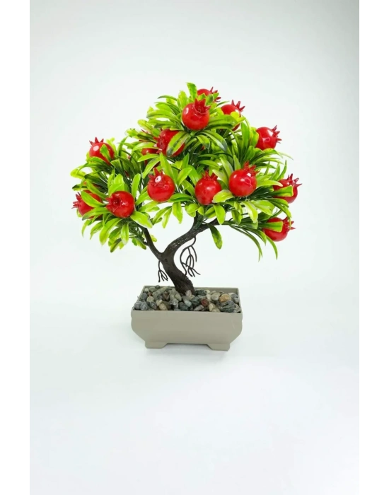Dekor Ağaç Bereket Nar Ağacı Saksılı Dekoratif Ağaç Biblo 24x13 cm
