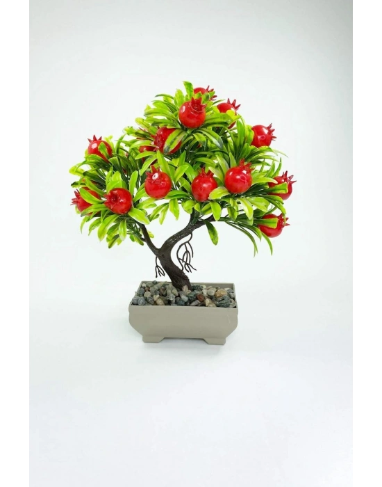 Dekor Ağaç Bereket Nar Ağacı Saksılı Dekoratif Ağaç Biblo 24x13 cm