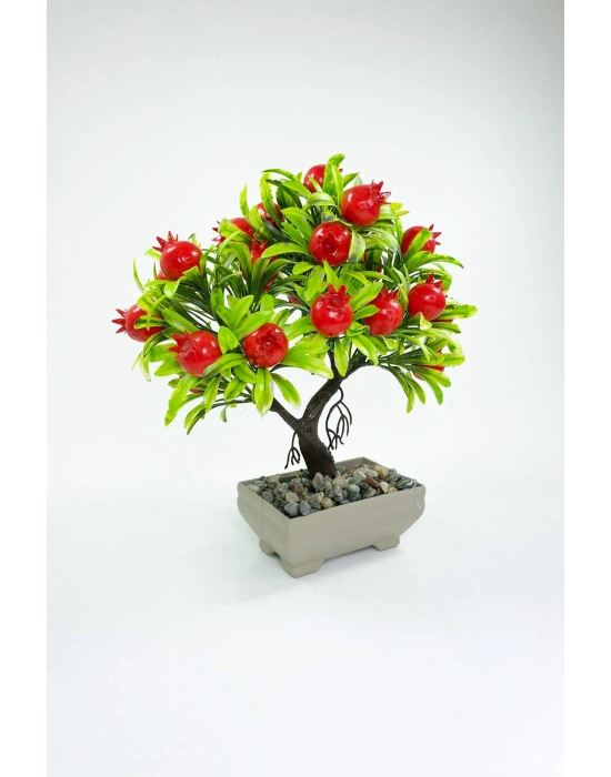 Dekor Ağaç Bereket Nar Ağacı Saksılı Dekoratif Ağaç Biblo 24x13 cm