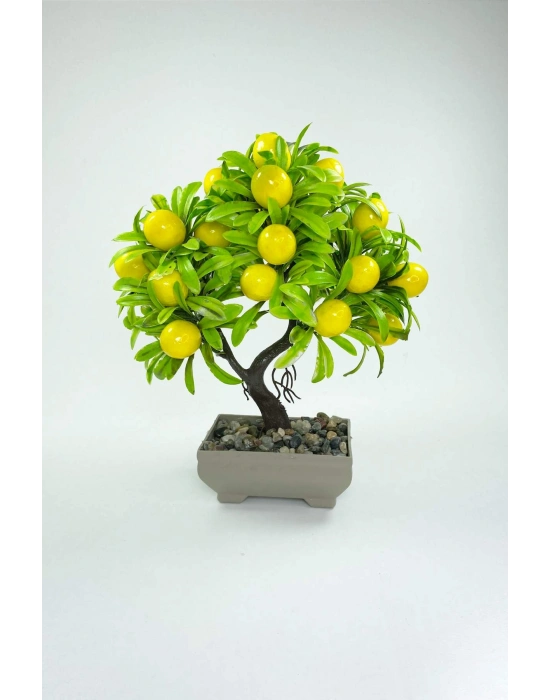 Dekor Ağaç Limon Ağacı Saksılı Dekoratif Ağaç Biblo 24x13 cm