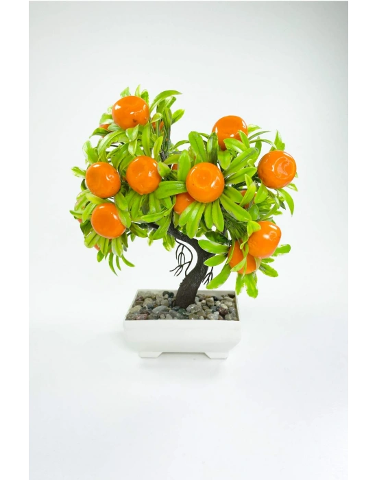 Dekor Ağaç Portakal Ağacı Saksılı Dekoratif Ağaç Biblo 24x13 cm