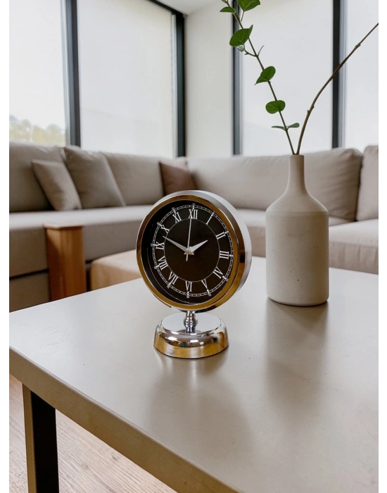 Dekoratif 25 x 20 Cm Metal Krom Zarif Masa Saati