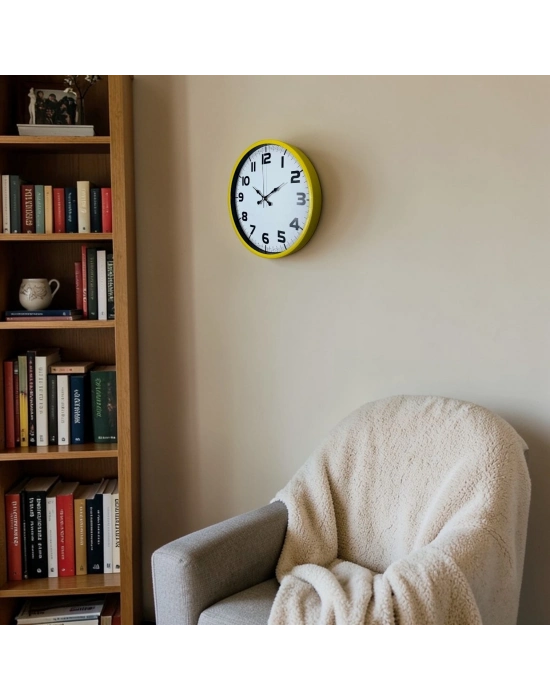 Dekoratif 36 Cm Sarı Duvar Saati
