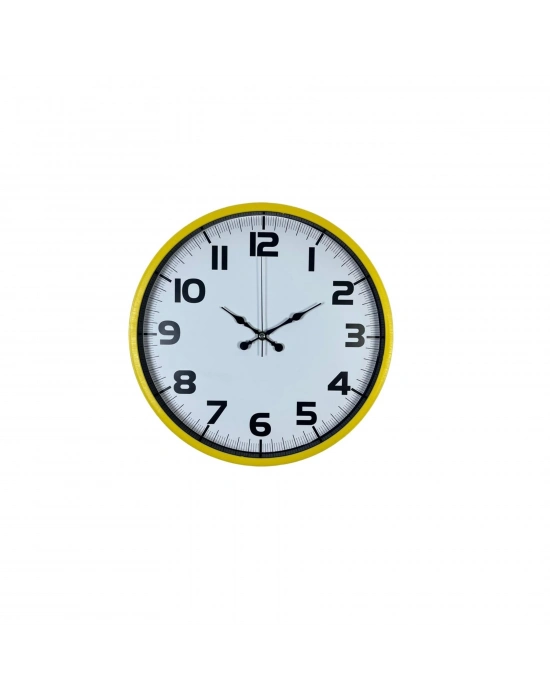 Dekoratif 36 Cm Sarı Duvar Saati