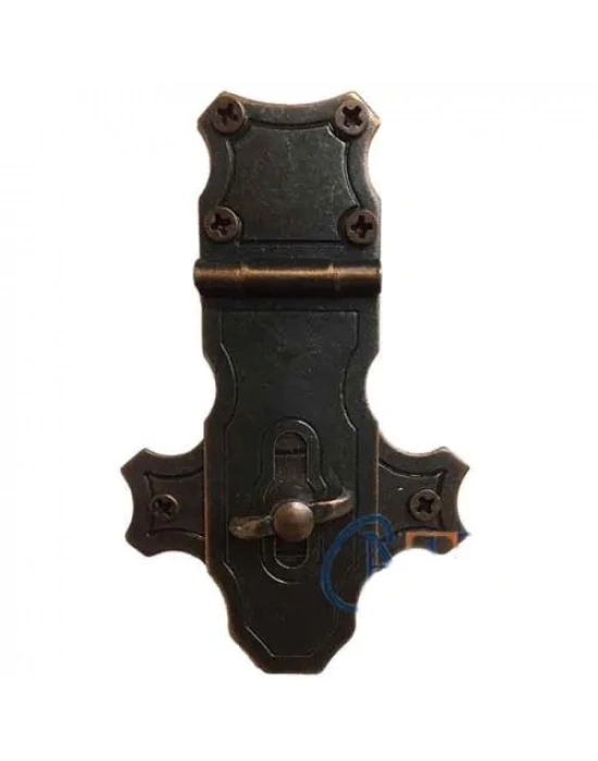 Dekoratif Anahtarlı Sandık Askısı - 40x65mm, Oksit, 1 Adet