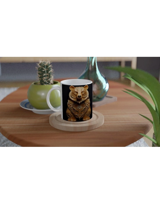 Dekoratif Ayı Figürlü Baskılı Kupa Bardak