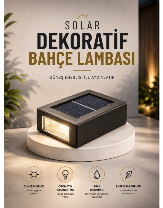 Dekoratif Duvar Lambası Solar Güneş Enerjili Bahçe Aydınlatması