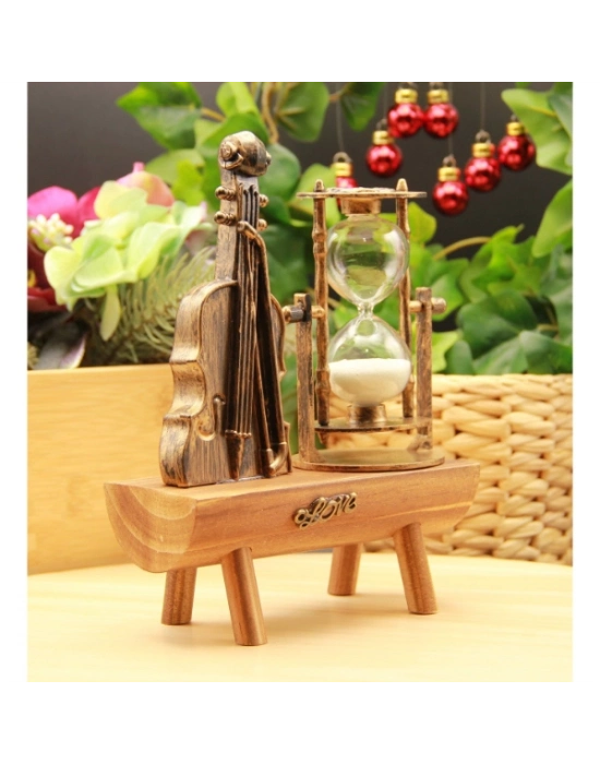 Dekoratif Keman Tasarımlı Kum Saati